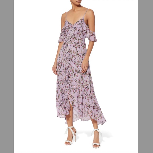 New without Tags! INTERMIX Emelia Lavender Floral Print Ruffle Dress S/4 - Picture 1 of 4